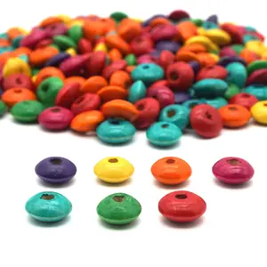 3*6mm colore arcobaleno corda di canapa sciolta flusso acero abaco disco distanziatore in legno perline a punta posteriore disco volante corda accessori fai da te