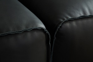 Modern Minimalist <strong>Black</strong> Leather Three-Seater Living Room <strong>Sofa</strong> - Product Image 6