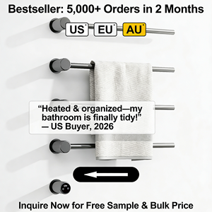 Toallero eléctrico inteligente montado en la pared, secado de calefacción, calentador de toallas con cableado radiante recto, acabado cepillado - Product Image 4