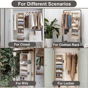 6-<b>Shelf</b> Hanging Closet Organizer 12" D x 12" W Rectangular Fabric Clothing Storage Bedroom Use - Product Image 5