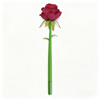 Stylo à bille créatif fantaisie en forme de fleur, stylo gel en silicone souple rose rouge, stylo signature