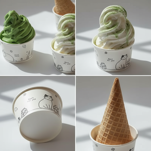 16oz Kem giấy trắng Quart <span class=keywords><strong>container</strong></span> 140ml Gelato Kem Cốc giấy sữa chua nhôm lá Con dấu in ly - Product Image 5