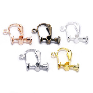 Clip d'oreille en cuivre métallique 15x13mm pour la fabrication de bijoux DIY, accessoire pour boucles d'oreilles, disponible en Argent, Or, Bronze antique, Rhodium, Or KC - Product Image 5