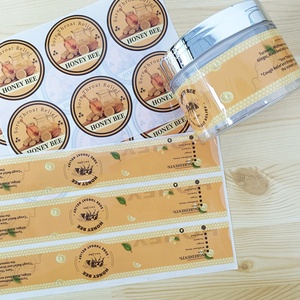 Cá Nhân Mật Ong Nhãn Vàng Lá Chống Ẩm Giấy Mật Ong Sticker Biểu Tượng Tùy Chỉnh Thiết Kế Tùy Chỉnh Thực Phẩm Nhãn Cho Chai Thủy Tinh - Product Image 5