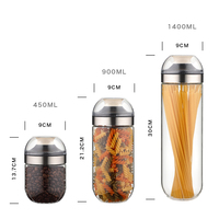 Vente en gros de pots de conservation en verre hermétiques de 1400 ml avec couvercle transparent, option de logo personnalisé pour le stockage de pâtes et d'aliments secs
