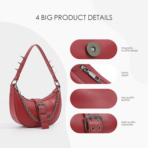 Borse minimaliste e alla <span class=keywords><strong>moda</strong></span> su ordinazione all'ingrosso, borse a tracolla, borse a tracolla per le donne. Borse in pelle stile Punk - Product Image 5