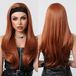 Orange hairband tóc giả tổng hợp trong tương lai sợi tóc giả đàn hồi cap chịu nhiệt độ cao sợi ảnh thật - Product Image 1