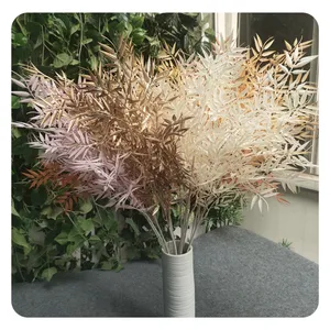 Feuilles de bambou feuillage artificiel pour la décoration de mariage à la maison feuilles vertes blanches 1m 4 branches fausse feuille vase arrangement floral