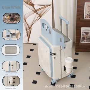 Детский чемодан-каталка 20 дюймов, водонепроницаемый, с передним открытием, на 4 колесах, с сиденьем для детей - Product Image 6