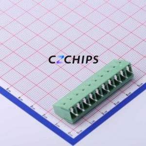 DB128V-5.0-10P-GN-S Screw Terminal Block Through hole Component (THT),P=5mm Connector 1x10P 5mm Green Through Hole - Product Image 2