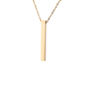 Collar de acero inoxidable con nombre personalizado, colgante de barra Vertical y fina, Rectangular - Product Image 6