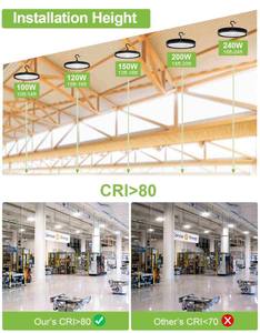 Lámparas LED UFO High Bay de 150W y 21000Lm, Adecuadas para Almacenes, Talleres, Fábricas, Gimnasios, Garajes y Graneros - Product Image 4
