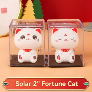 Nouveau 2 pouces grosse tête chat chanceux automatique hochant la tête Maneki Neko plastique artisanat Figure ornements solaire chat chanceux - Product Image 2