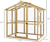 Serre de plain-pied en bois et polycarbonate, maison verte de passe-temps encadrée de cèdre, serre en bois pour l'extérieur