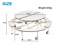 Ensemble Table à Manger Mobile en Bois avec 4 Chaises, Table et Chaise de Cantine Scolaire Modernes, Tables à Manger Pliantes
