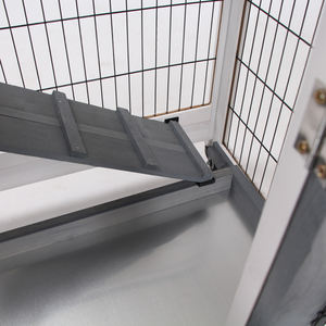 木製ウサギハッチ高架バニーケージ屋内小型動物生息地ホイール付き同封ランランプ付き - Product Image 5