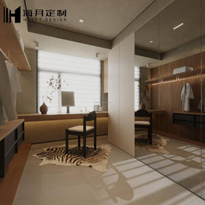 Armoire de chambre moderne en bois avec portes à persiennes, finition noyer, construction en MDF - Product Image 4