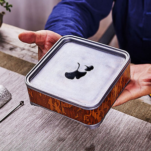 Xiangfei Bamboo Teapot Holder Square Ginkgo Color Kung Fu <b>Tea</b> <b>Set</b> Dry Brewing Tray Household <b>Tea</b> Table Accessory - Product Image 2