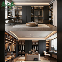 SLS Dressing Moderne Minimaliste en Verre et Bois, Armoire sur Mesure Plancher-Plafond, Meuble de Rangement pour Chambre, Table de Maquillage, Hôtel