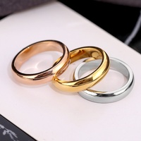 Bague unisexe tendance style européen et américain, minimaliste, large, en acier inoxydable plaqué, pour couple