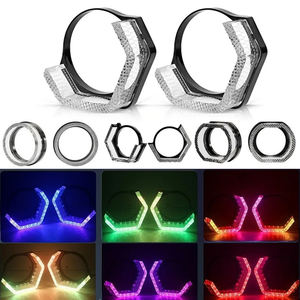 Anillos <span class=keywords><strong>de</strong></span> Halo <span class=keywords><strong>LED</strong></span> <span class=keywords><strong>de</strong></span> 2.5 y 3 Pulgadas, 5D, Cristal, WRGB, Control por Aplicación, Ojos <span class=keywords><strong>de</strong></span> Ángel, DRL, I8, I9, Lámpara <span class=keywords><strong>de</strong></span> Advertencia Delantera Universal para Automóvil, Multicolor - Product Image 1