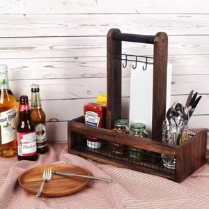 Estante de almacenamiento de madera de 2 niveles, organizador de cocina multifuncional para condimentos, utensilios, comedor, sala de estar. - Product Image 1