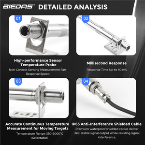 BIEDAS BYD-C120ARJ 350-1200C Continuous Movement Measurement RS485 4-20mA Infrared Temperature Sensor - Product Image 3