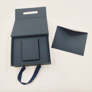 Navy Blue Eco-friendly <b>Box</b>-in-<b>box</b> Design Rectangular Flip Top Ribbon Lid-and-Base Luxury Jewelry <b>Box</b> Personalized <b>Gift</b> Wholesale - Product Image 1