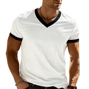 Men's Summer Regular Fit V-neck Short Sleeve Jersey Knitted Cotton Plus Size Eco-Friendly Breathable Anti-Pilling Quick Dry - Product Image 2