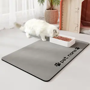 Tapete de alimentação para animais de estimação, tapete de comida para cães, uso de borracha de diatomita, absorvente antiderrapante, lavável, substituível por silicone à prova d'água, tapete para lamber gatos