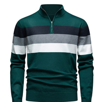 Nouvelle Arrivée Pull Homme Slim Fit Col Montant Hiver Tendance Décontracté Motif Tricoté Polyester