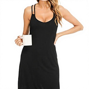 Chemise de nuit tissée pour femme en tissu éponge uni, douce, rafraîchissante et respirante, à manches courtes, longueur genou - Style romantique, vêtement de nuit d'été - Product Image 3