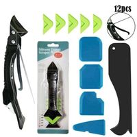 Kit d'outils de calfeutrage en silicone 5-en-1 avec grattoir à joint, spatule de calfeutrage en silicone et outil de finition