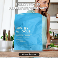 Bonbons Gommeux Énergie Menthe Poivrée, Compléments Alimentaires Naturels, Caféine, Vitamines B, L-Théanine, Végétaliens, Sans Gluten, 54 Unités, Usage Quotidien