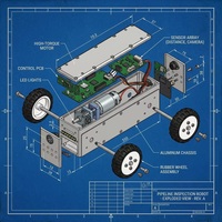 Robot Inspeksi Pipa Mini Terkendali WIFI DN100-DN500 Kamera Crawler CCTV, Pemantauan APP Real-time dengan Penghitung Meter IP67 APP