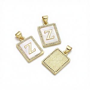 Pendentifs Coquillages Lettres Anglaises (26 Lettres) Jinyuan, Meilleures Ventes <span class=keywords><strong>Europe</strong></span> et Amérique, en Cuivre Plaqué Or, Chaîne Bambou Tendance Minimaliste, Pendentif DIY - Product Image 3