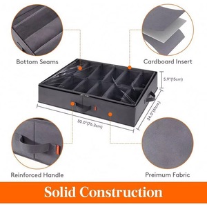 Échantillon Gratuit : Ensemble de 2 Organisateurs de Chaussures Pliables en Tissu, Boîte de Rangement pour Chaussures avec Fenêtre Transparente, Sac de Rangement - Product Image 2