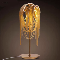 Lampe de table de style nordique en aluminium doré et argenté avec base en fer, pour salon, bureau, lampe de table moderne à pompons fantaisie pour intérieur