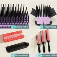 Brosse démêlante BLISSLIFE personnalisable avec logo, 9 rangées de dents de peigne, pour salon de coiffure, brosse à cheveux bouclés
