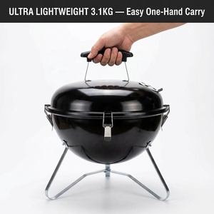 Small Tabletop Charcoal BBQ Grill With Tripod Stand 3 Lock Clips Smoker Barbecue Grill for Outdoor <b>Camping</b> Beach Travel - Product Image 2