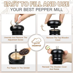 Ensemble d'outils de cuisine Moulins à sel et poivre manuels Ensembles de couettes en noir blanc Pratique pour le meulage - Product Image 5