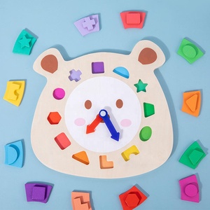 Jouets Montessori <span class=keywords><strong>en</strong></span> <span class=keywords><strong>bois</strong></span> horloge de dessin animé <span class=keywords><strong>en</strong></span> forme d'ours <span class=keywords><strong>arc</strong></span>-<span class=keywords><strong>en</strong></span>-<span class=keywords><strong>ciel</strong></span> <span class=keywords><strong>12</strong></span> pièces amovibles horloge jouet d'apprentissage jouet d'éducation précoce - Product Image 4