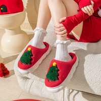 Chaussons d'intérieur doux et légers, antidérapants, en fausse fourrure, motif sapin de Noël tridimensionnel, pour l'automne et l'hiver – Nouvelle collection, Offre Spéciale