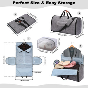 Sacs à vêtements pliables gris promotionnels, sacs de <span class=keywords><strong>voyage</strong></span>, sacs fourre-tout, housses de costume anti-plis pour femmes et hommes - Product Image 1