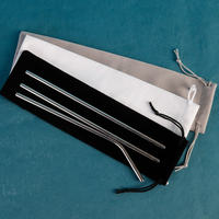 Pochette longue en velours noir avec cordon de serrage, logo personnalisé, pour bâton de selfie en acier inoxydable, rouge à lèvres, stylo, rangement portable, cadeau