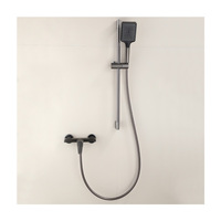 Douche murale gris canon, jet doux, eau chaude et froide, pour salle de bain d'hôtel, ensemble de douche, robinet de baignoire