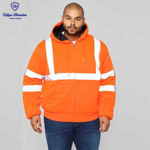 Venta al por mayor de ropa al aire libre <span class=keywords><strong>zip</strong></span> up hoodie naranja Capucha con cordón lado bolsillos de mano - Product Image 2