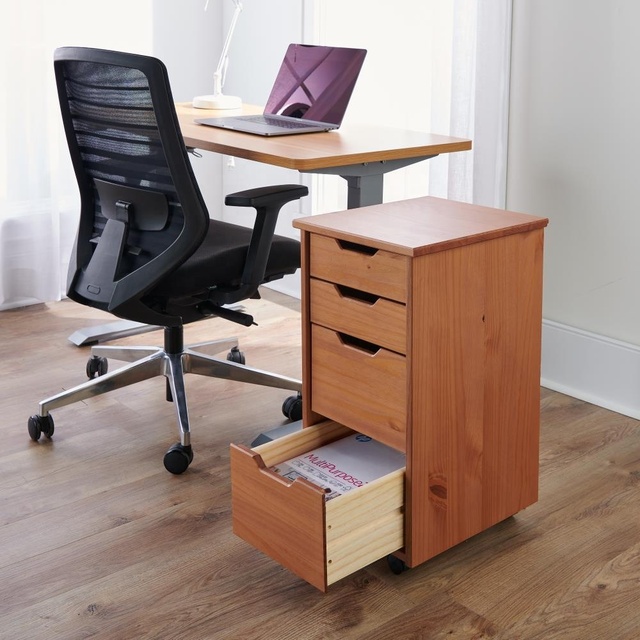 Home Office & School 4-Drawer Mobile File Cabinet Organizer MDF Wood Veneer for Bedroom Living Room & Hotel Use