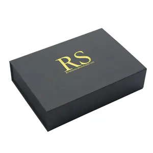 Branded Logo Cardboard Paper Box Folding Black Rigid Magnetic Closure Matte Luxury Boxes Custom Luxury Gift Boxes Packaging