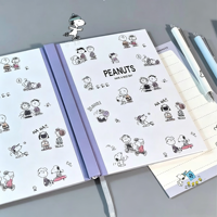 Cuaderno de Tapa Dura A5 de Snoopy, con Diseño de Astronauta, Papel Rayado, para Estudiantes, Material Escolar
